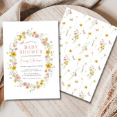 Meisje Roze Schattigee Vlinder Wildflower Baby sho Kaart