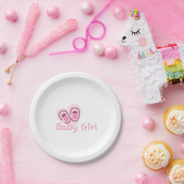 Meisje Roze Schoenen Baby Shower Papieren Bordje