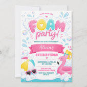 Meisje Roze Schuim feest uitnodiging (Voorkant)