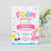 Meisje Roze Schuim feest uitnodiging (Staand voorkant)