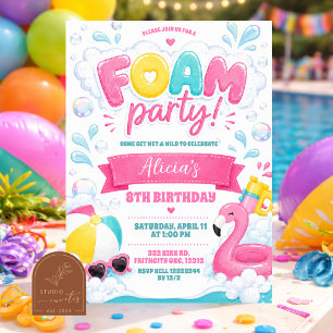 Meisje Roze Schuim feest uitnodiging