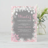Meisje Roze Sneeuwvlokken Winter Onederland verjaa Kaart (Staand voorkant)