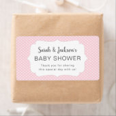 Meisje roze stippen baby shower waterfles label (Insitu)