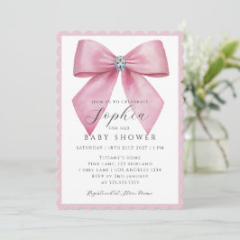Meisje Roze Strik Baby Shower Kaart