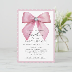 Meisje Roze Strik Baby Shower Kaart