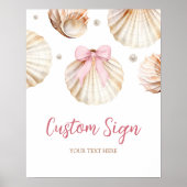 Meisje Roze Strik Schelp Baby Shower Aangepast Bor Poster (Voorkant)