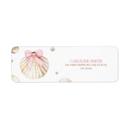Meisje Roze Strik Schelp Baby Shower Adreslabel Etiket