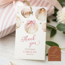 Meisje Roze Strik Schelp Baby Shower Cadeaubordje