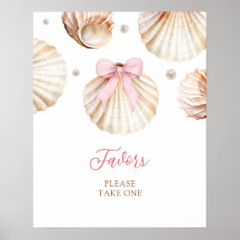 Meisje Roze Strik Schelp Baby Shower Favor Poster