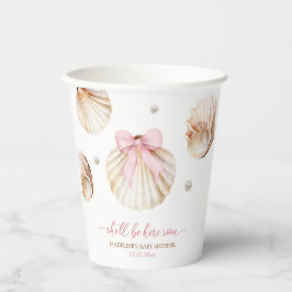 Meisje Roze Strik Schelp Baby Shower Papieren Beke Bekers