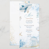 Meisje Roze Strik Schelp Baby Shower Plat Menu (Voorkant / Achterkant)