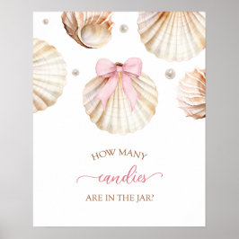 Meisje Roze Strik Schelp Baby Shower Spel Bord Poster