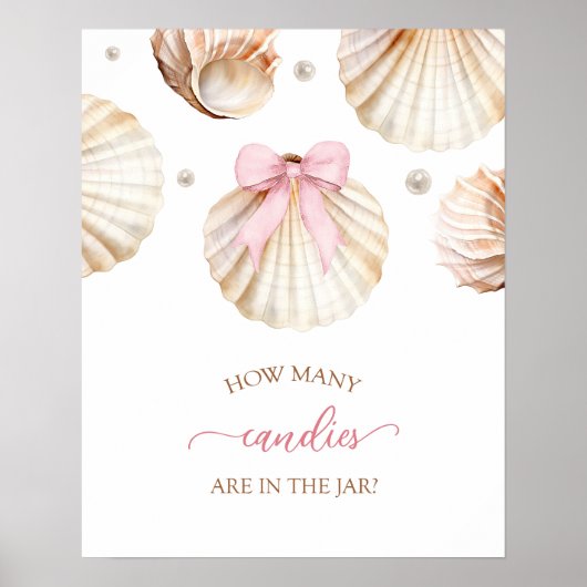 Meisje Roze Strik Schelp Baby Shower Spel Bord Poster (Voorkant)