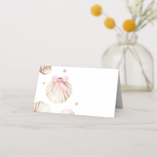 Meisje Roze Strik Schelp Baby Shower Tentkaart Afsprakenkaart