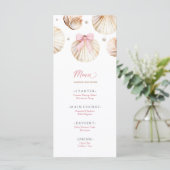 Meisje Roze Strik Schelp Baby Shower Vlak Menu (Staand voorkant)