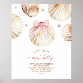 Meisje Roze Strik Schelp Hoe Groot Is Moeders Buik Poster