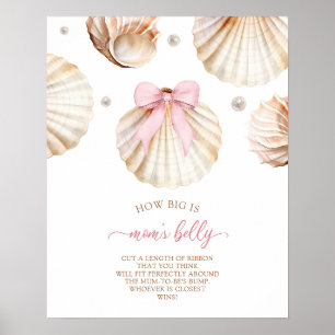 Meisje Roze Strik Schelp Hoe Groot Is Moeders Buik Poster