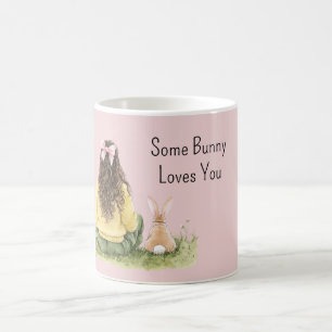 Meisje Roze Strik Sommige Konijn Houdt Van Jou Koffiemok