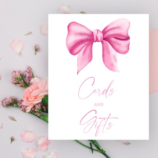 MEISJE ROZE STROOK KAARTEN EN GAVEN POSTER