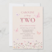 Meisje Roze Tweede verjaardag Kaart (Voorkant)