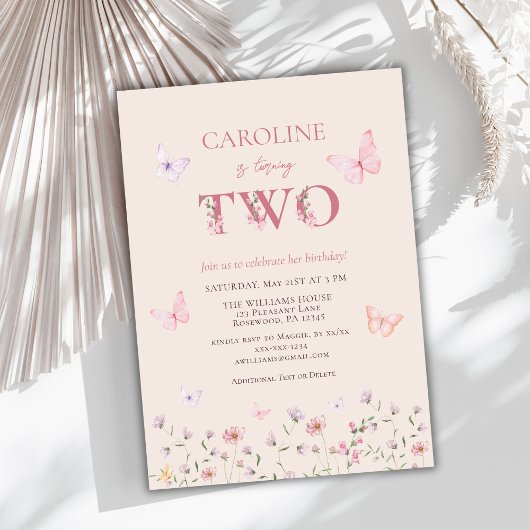 Meisje Roze Tweede verjaardag Kaart