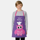 Meisje roze uil chef-kok cartoon kinder schort voo (Gedragen)
