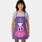 Meisje roze uil chef-kok cartoon kinder schort voo (Insitu)