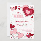 Meisje roze Valentijnsdag harten Baby shower Kaart (Voorkant)
