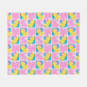 Meisje Roze Waterverf Rubber Duck Checkered Medium Fleece Deken (Voorkant (Horizontaal))