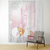 Meisje Roze Winter Wonderland Baby shower Achtergr Wandkleed