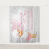 Meisje Roze Winter Wonderland Baby shower Achtergr Wandkleed