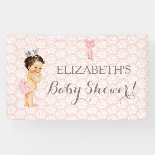  meisje Roze wit en grijs Spandoek (Horizontaal)