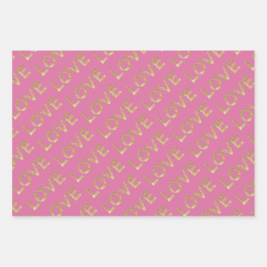 Meisje Roze Wit Goud Glitz Wit Liefde Inpakpapier Vel (Voorkant)