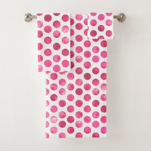 Meisje roze wit polka stippen modern trendy bad handdoek (Insitu)