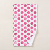 Meisje roze wit polka stippen modern trendy bad handdoek (Handdoek)