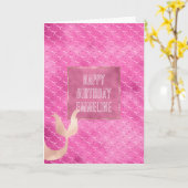  Meisje Roze Zeemeermin Kaart (Gele Bloem)