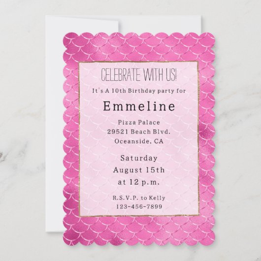  Meisje Roze Zeemeermin Kaart (Voorkant)