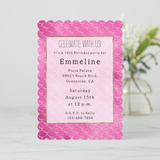  Meisje Roze Zeemeermin Kaart (Staand voorkant)