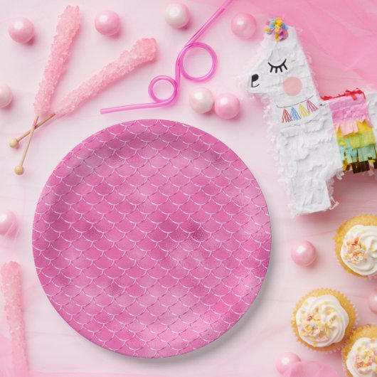  Meisje Roze Zeemeermin Papieren Bordje (Feest)