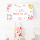 Meisje Roze Zomer Pool Party Verjaardag Banner (Insitu)