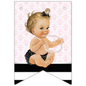 Meisje Roze Zwart Baby shower Vlaggetjes (Eerste vlag)