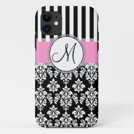 Meisje, roze, zwart, donker je Monogram Initiaal Case-Mate iPhone Case