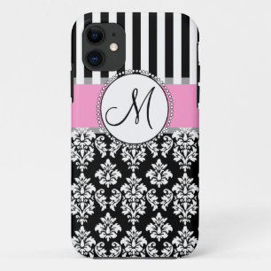 Meisje, roze, zwart, donker je Monogram Initiaal Case-Mate iPhone Case