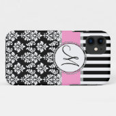 Meisje, roze, zwart, donker je Monogram Initiaal Case-Mate iPhone Case (Achterkant (horizontaal))