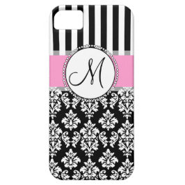Meisje, roze, zwart, donker je Monogram Initiaal Case-Mate iPhone Case
