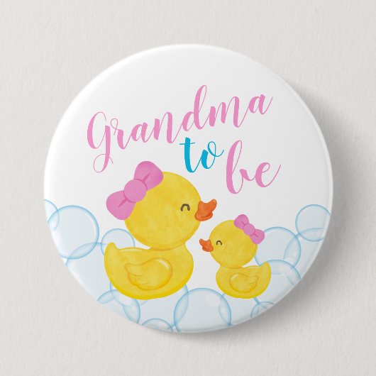 Meisje Rubber Duck Baby shower Oma om te zijn Ronde Button 7,6 Cm (Voorkant)
