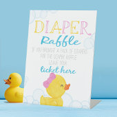 Meisje Rubber Duck DIaper Raffle Baby shower Reclamebord Met Voetstuk