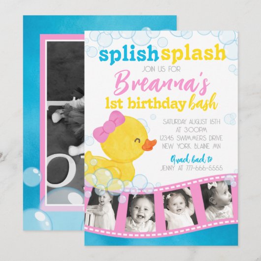 Meisje Rubber Duck Filmstrip Multi Afbeelding Verj Kaart (Voorkant / Achterkant)