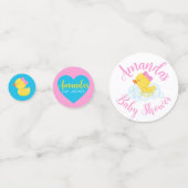 Meisje Rubber Duck Gepersonaliseerd Baby shower Co Confetti (Achterkanten)
