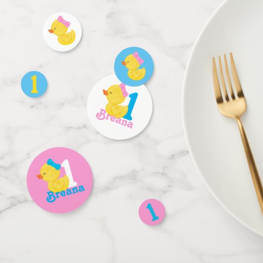 Meisje Rubber Duck Gepersonaliseerde Verjaardag Co Confetti (Groep)